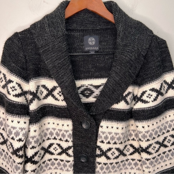 Sansara Fair Isle Wool Blend Chunky Sweater Size Medium - Picture 3 of 10